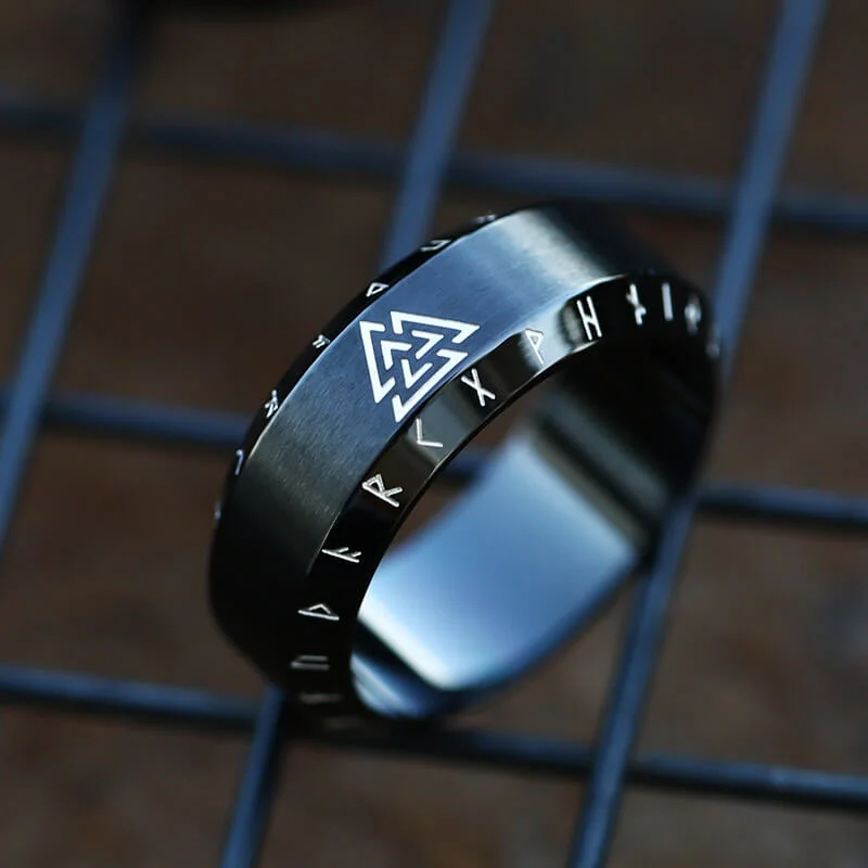 Valknut Runes Stainless Steel Viking Ring