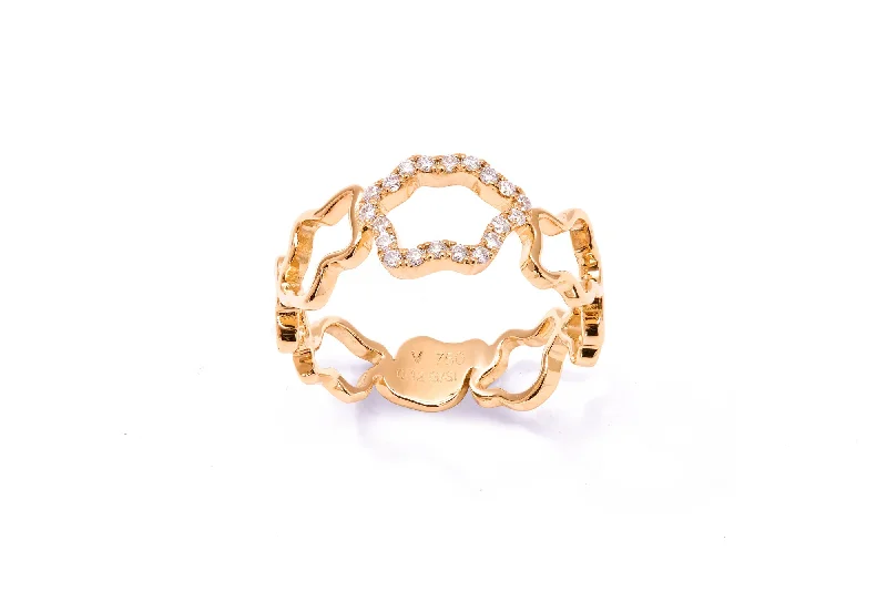 Golden Cloud Band 18K Rosegold Ring w. Diamonds