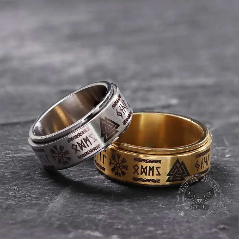 Viking Symbol Stainless Steel Spinner Ring