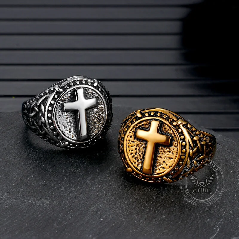 Vintage Cross Knot Stainless Steel Ring