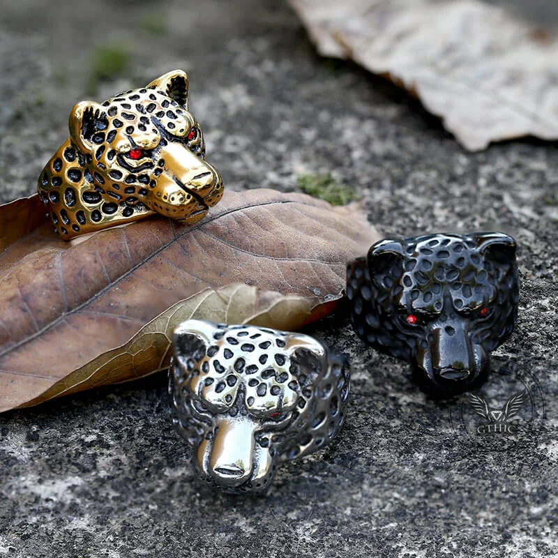 Vintage Leopard Head Stainless Steel Ring