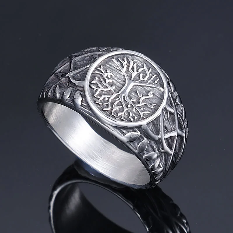 Vintage Viking Tree of Life Vine Stainless Steel Ring