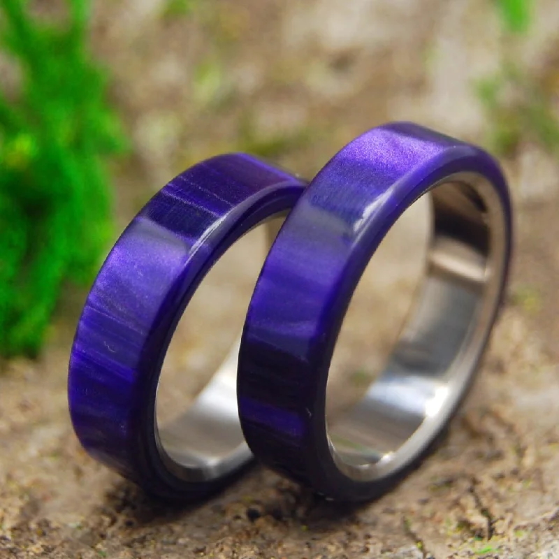 Royal Swim Out | Purple Marbled Resin & Titanium - Unique Wedding Ring