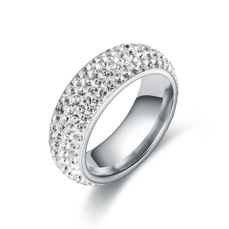 Wholesale Arc Clay Full Diamond Rings Stainless Steel