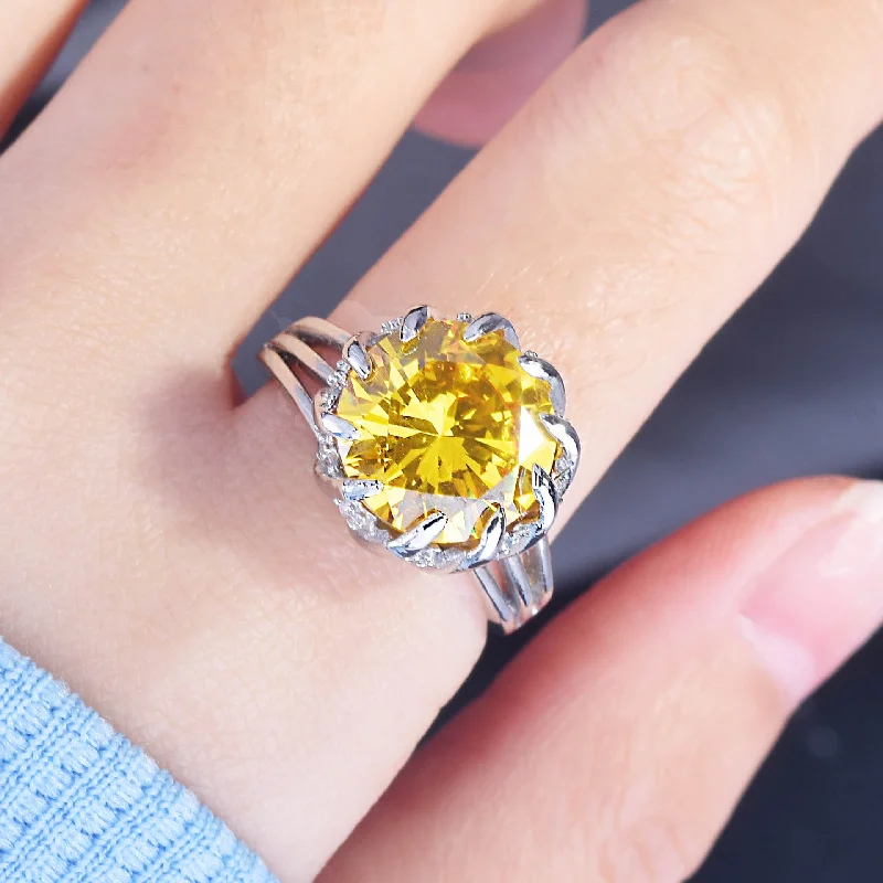 Wholesale Lotus Ring Yellow Diamond Rings Copper