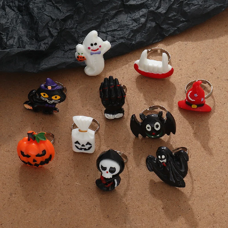 Wholesale of New Halloween Death Ghost Pumpkin Resin Rings