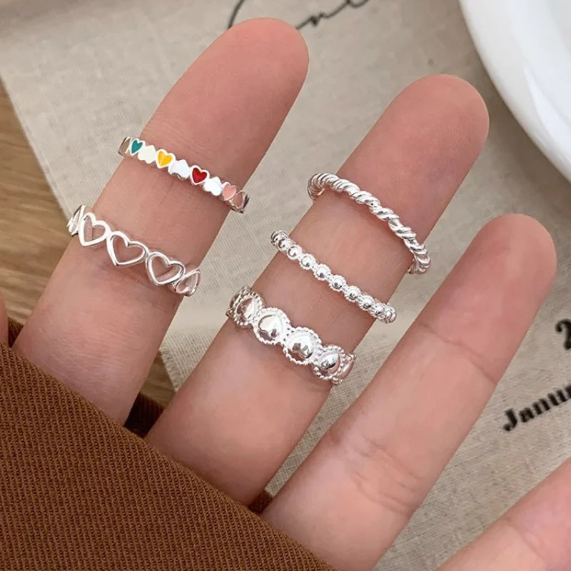 Wholesale Open Silver Plated Love Heart Stacking Ring