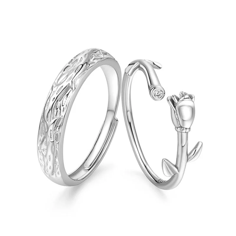 Wholesale S925 Sterling Silver Little Prince and Rose Couple Rings OLY-RS-YY001