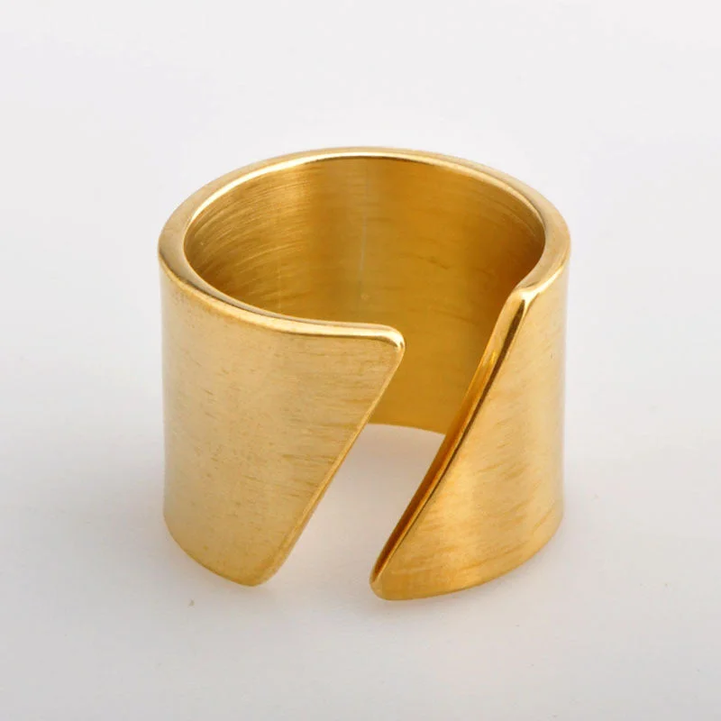 Wholesale Simple Index Finger Knuckle Stainless Steel Beveled Opening Gold Ring