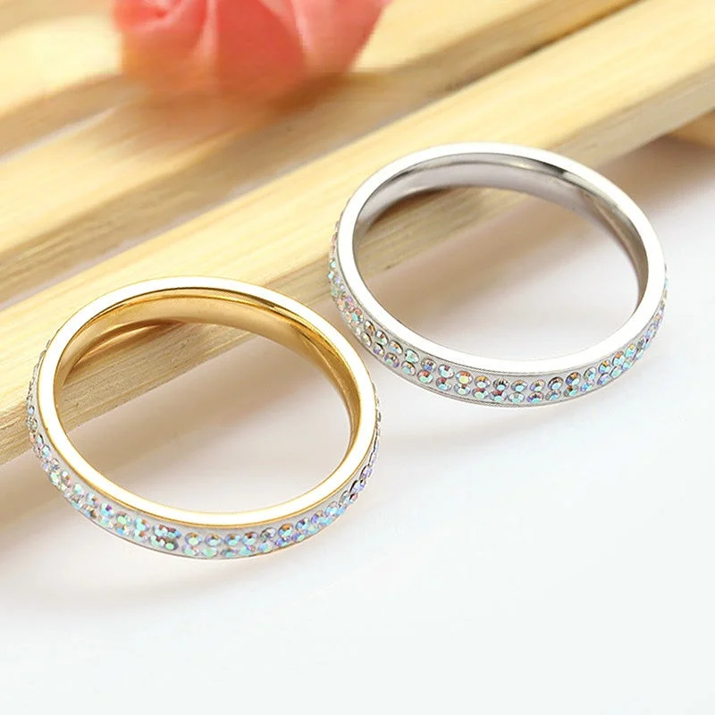 Wholesale Soft Clay AB Color Diamond Rings Stainless Steel