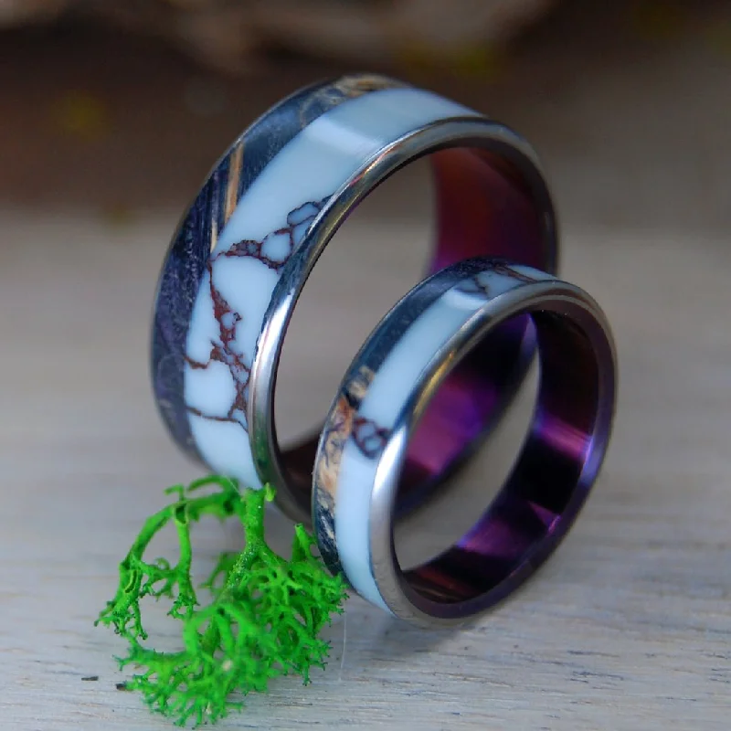 Wild & Purple | Purple Box Elder & Wild Horse Jasper Titanium Wedding Ring