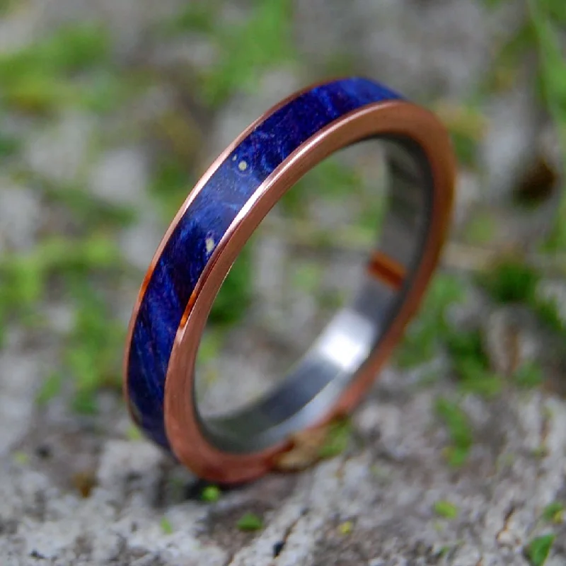 Copper Sea | Men's Blue Box Elder Wood, Copper & Titanium Wedding Ring