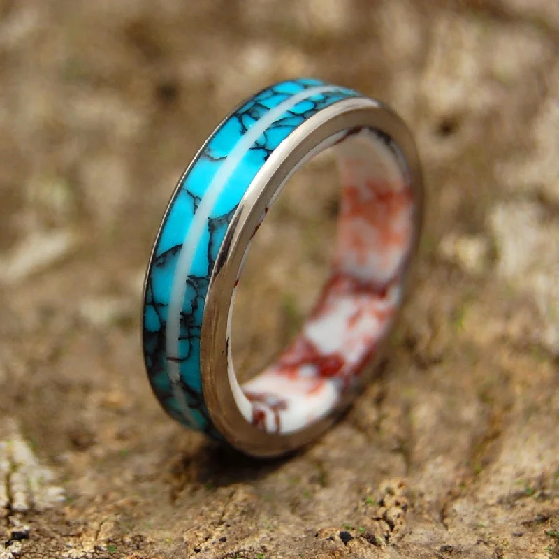 Turquoise Stallion | Men's Turquoise, Wild Horse Jasper & Titanium Wedding Ring