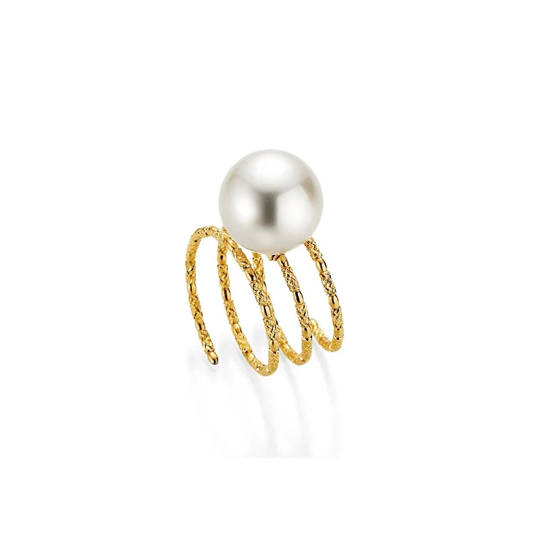 Wrap 18K Gold Ring w. South Sea Pearl