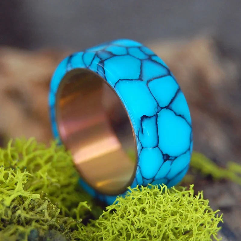 You, Turquoise & The Sunset | Men's Turquoise & Titanium Wedding Ring